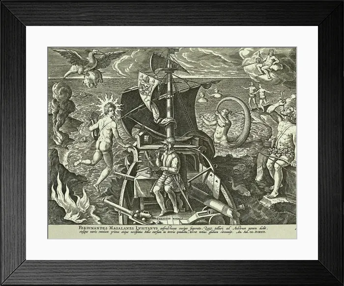 Framed Print : Illustration of Explorer on Sea Framed Print : Illustration of Explorer on Sea