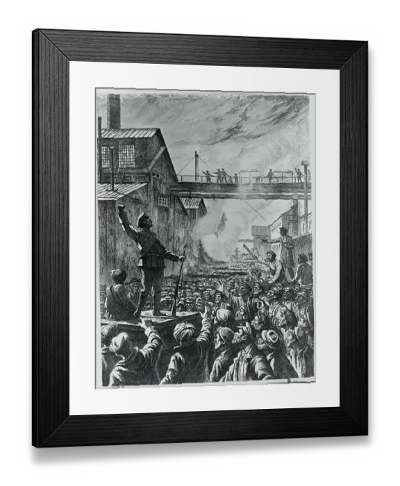 Framed Print : Illustration Depicting Putilov Workers