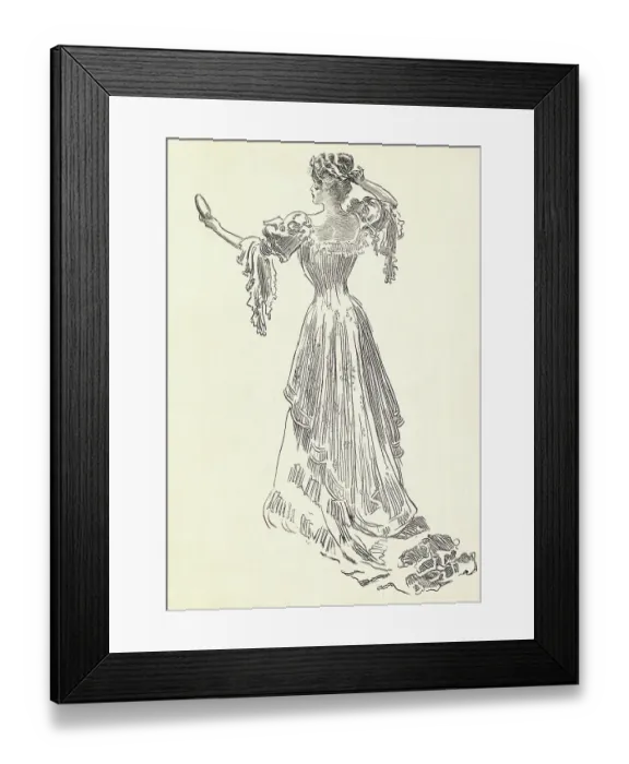 Framed Print : Illustration of Woman Wearing Gown with Corset Framed Print : Illustration of Woman Wearing Gown with Corset