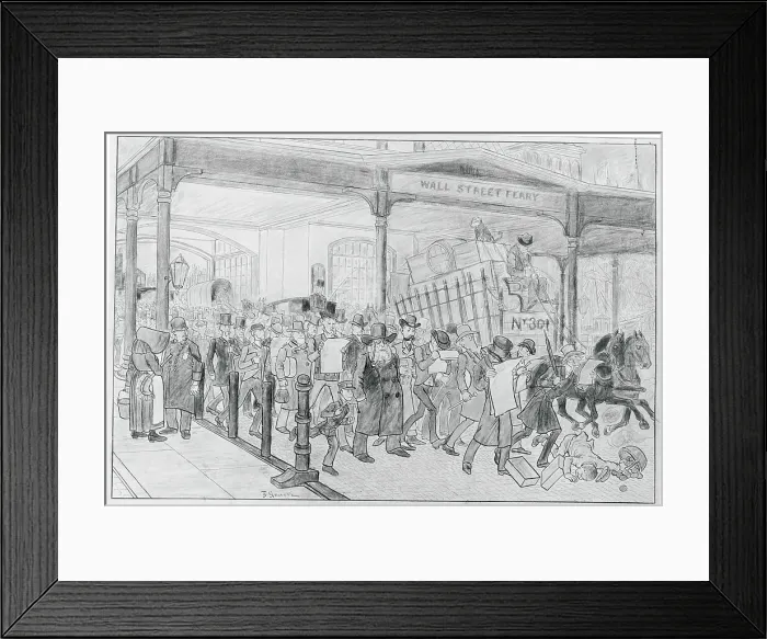 Framed Print : Illustration of Wall Street Ferry Framed Print : Illustration of Wall Street Ferry