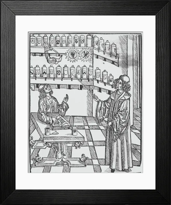 Framed Print : Illustration Depicting Doctor and Apothecary Framed Print : Illustration Depicting Doctor and Apothecary