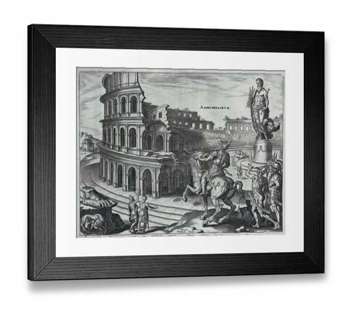 Framed Print : Illustration Depicting Roman Theater with Statues and Performers Framed Print : Illustration Depicting Roman Theater with Statues and Performers
