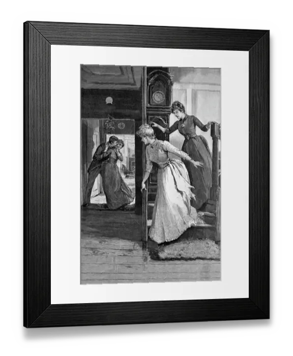 Framed Print : Couple Caught Kissing Under the Mistletoe by Frank E. Cox Framed Print : Couple Caught Kissing Under the Mistletoe by Frank E. Cox