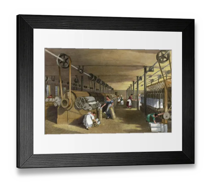 Framed Print : Print Depicting Workers at a Textile Factory