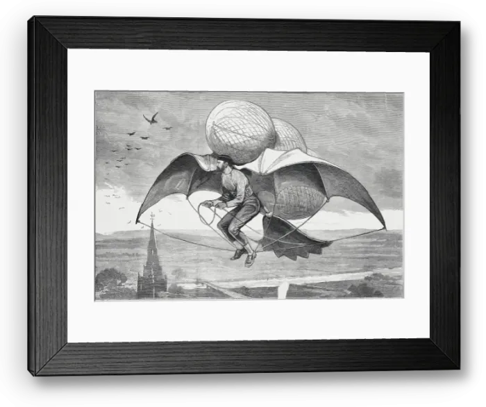 Framed Print : Illustration of Man Flying Type of Aircraft Framed Print : Illustration of Man Flying Type of Aircraft