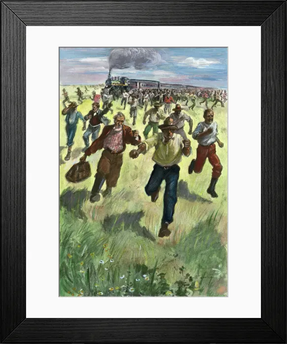 Framed Print : Men Running During Land Rush Framed Print : Men Running During Land Rush