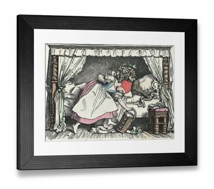 Framed Print : Wolf Biting Little Red Riding Hood Framed Print : Wolf Biting Little Red Riding Hood
