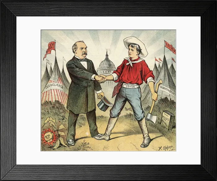 Framed Print : Illustration of Grover Cleveland Making Friends with Citizen Framed Print : Illustration of Grover Cleveland Making Friends with Citizen