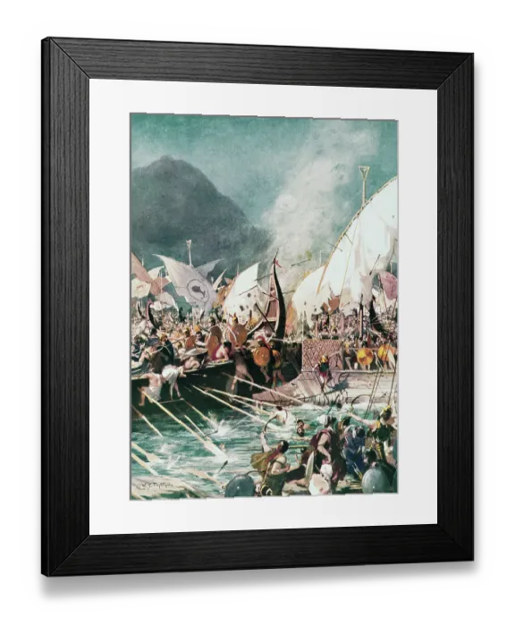 Framed Print : Illustration of Greek Sea Battle