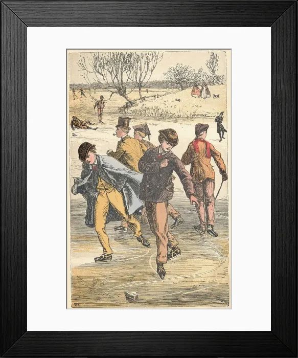 Framed Print : Illustration of Victorian Skaters Framed Print : Illustration of Victorian Skaters