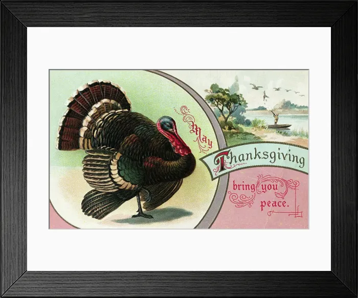 Framed Print : Turkey On Thanksgiving Postcard Framed Print : Turkey On Thanksgiving Postcard