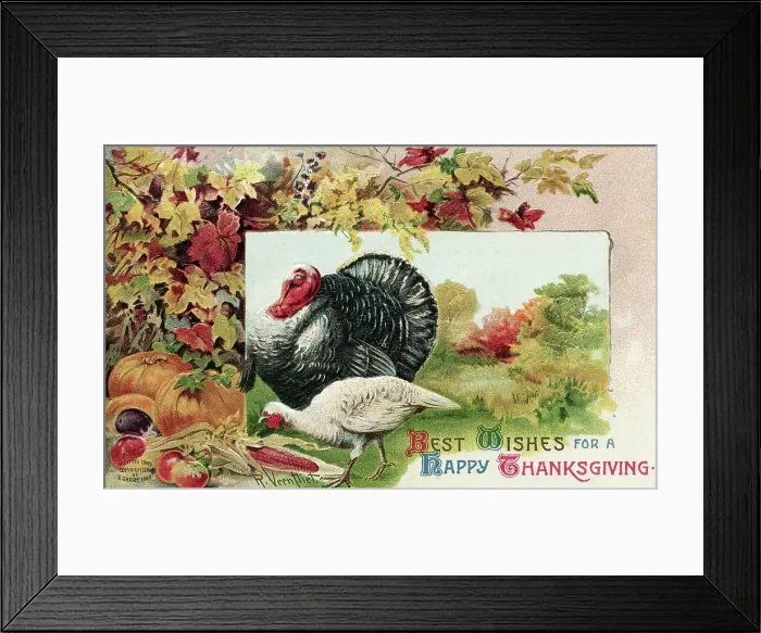 Framed Print : Postcard For Thanksgiving W / Turkey Framed Print : Postcard For Thanksgiving W / Turkey
