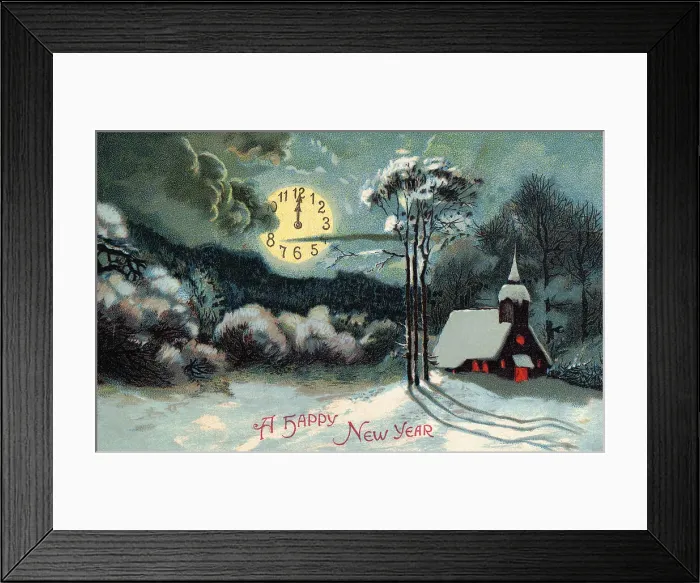 Framed Print : Postcard Reads A Happy New Year Framed Print : Postcard Reads A Happy New Year
