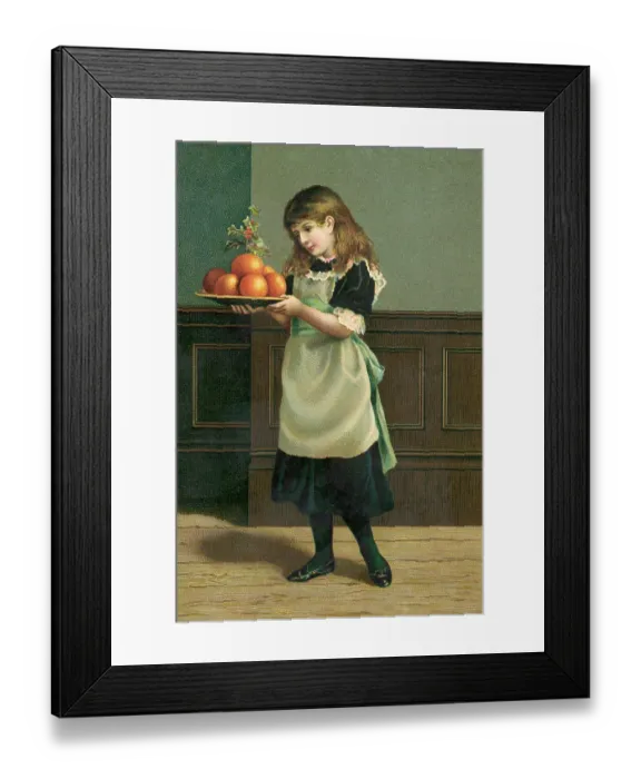 Framed Print : 19th-Century Illustration of a Young Girl Preparing for the Christmas Season Framed Print : 19th-Century Illustration of a Young Girl Preparing for the Christmas Season