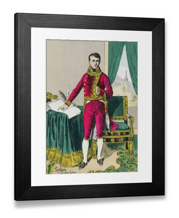Framed Print : Hand-Colored Print after Bonaparte as First Consul by Jean Auguste Dominique Ingres Framed Print : Hand-Colored Print after Bonaparte as First Consul by Jean Auguste Dominique Ingres