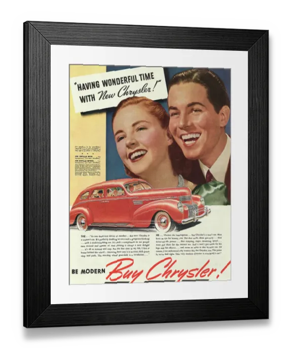 Framed Print : Illustration of Couple Envisioning New Chrysler