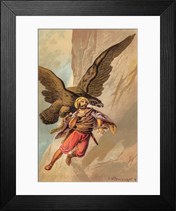 Framed Print : Sinbad Raised by an Eagle by Carl Offterdinger from The Arabian Nights Framed Print : Sinbad Raised by an Eagle by Carl Offterdinger from The Arabian Nights