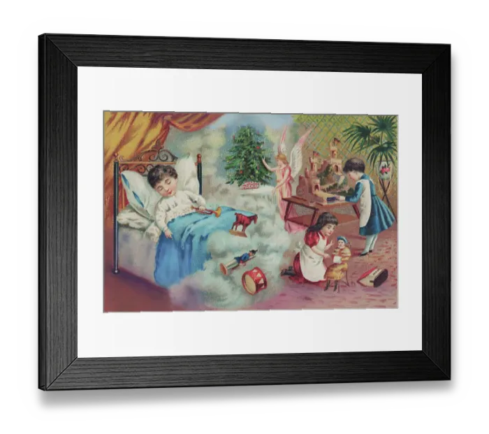 Framed Print : Illustration Depicting Child Dreaming of Christmas Framed Print : Illustration Depicting Child Dreaming of Christmas