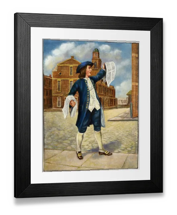 Framed Print : Illustration of Benjamin Franklin Selling Ballads Framed Print : Illustration of Benjamin Franklin Selling Ballads