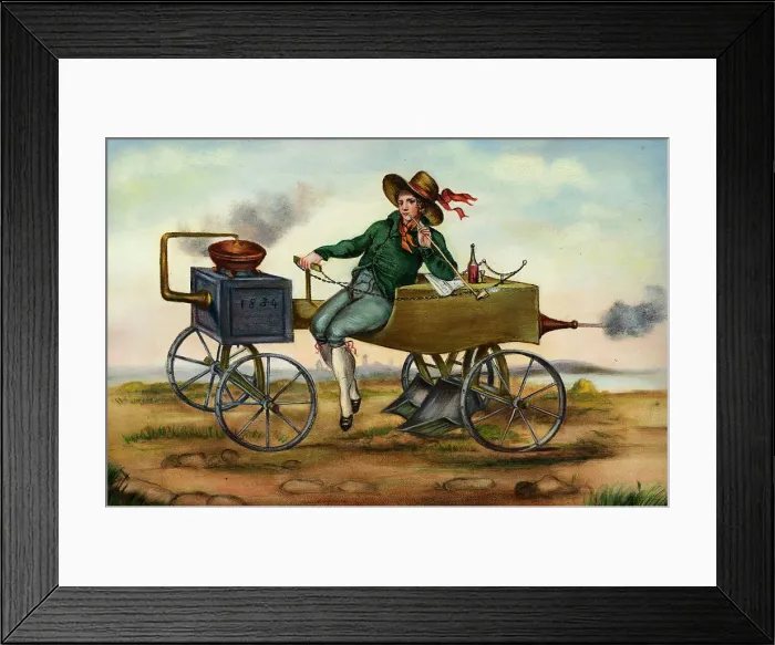 Framed Print : Man on Steam-Driven Plow Framed Print : Man on Steam-Driven Plow