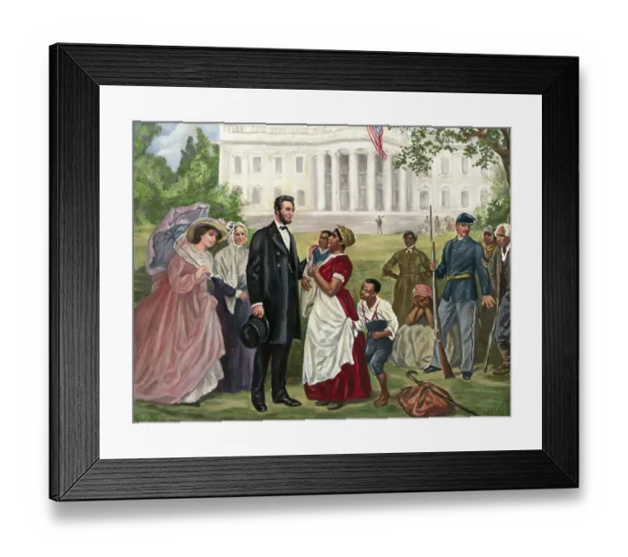 Framed Print : Abraham Lincoln Greeting African Americans Framed Print : Abraham Lincoln Greeting African Americans