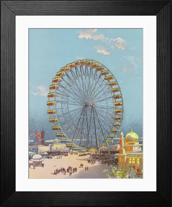 Framed Print : Illustration of Ferris Wheel at Columbian Exposition Framed Print : Illustration of Ferris Wheel at Columbian Exposition