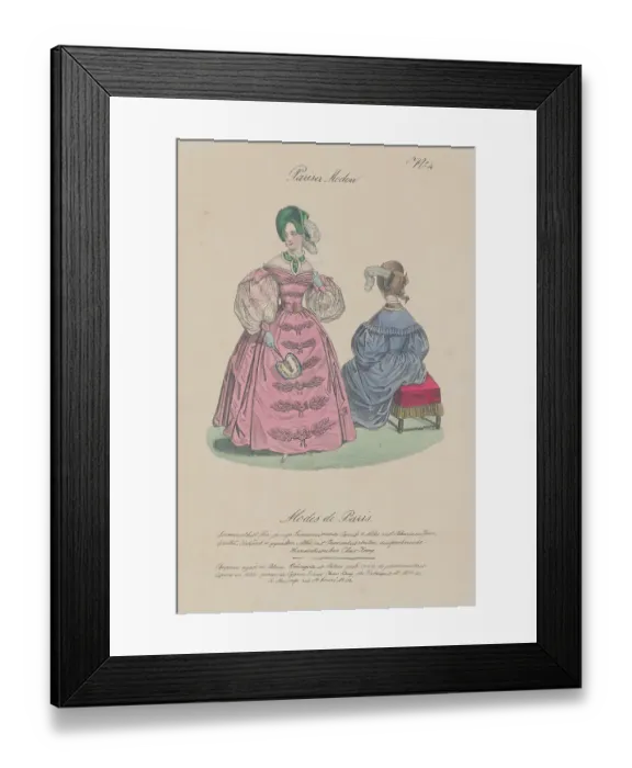 Framed Print : Illustration of Women's Parisian Fashion Designs Framed Print : Illustration of Women's Parisian Fashion Designs