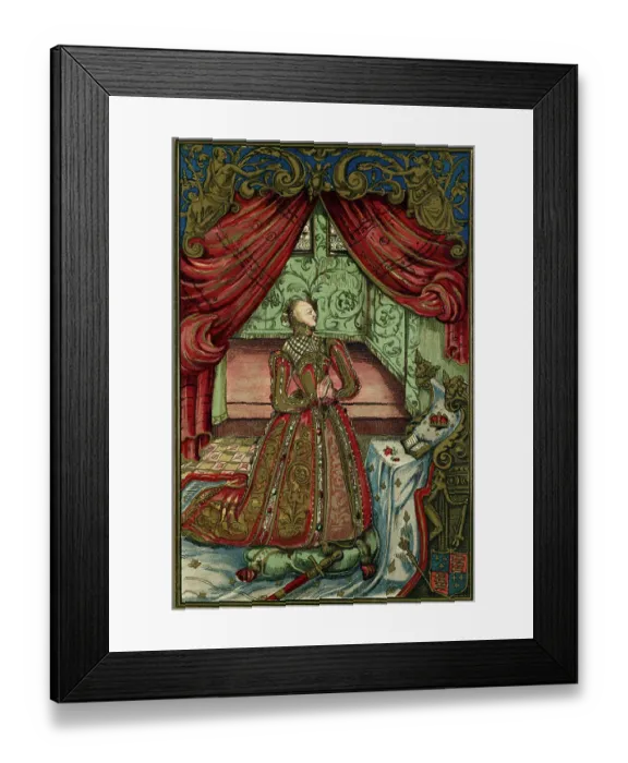 Framed Print : Illustration Depicting Queen Elizabeth Praying Framed Print : Illustration Depicting Queen Elizabeth Praying