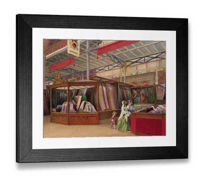 Framed Print : Color Print Depicting a Textile Display at the 1851 London Exposition Framed Print : Color Print Depicting a Textile Display at the 1851 London Exposition