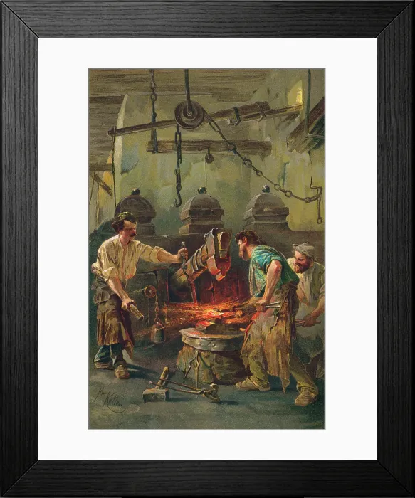 Framed Print : Workers Forging Metal