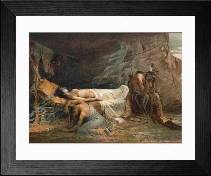 Framed Print : Lithograph of The Death of Minnehaha by William de Leftwich Dodge Framed Print : Lithograph of The Death of Minnehaha by William de Leftwich Dodge