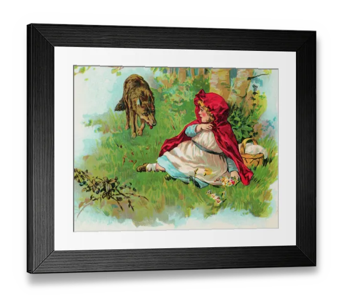 Framed Print : Illustration of Wolf Approaching Little Red Riding Hood Framed Print : Illustration of Wolf Approaching Little Red Riding Hood