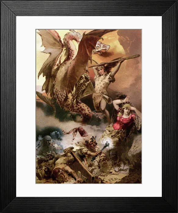 Framed Print : Man Slaying a Monster Framed Print : Man Slaying a Monster