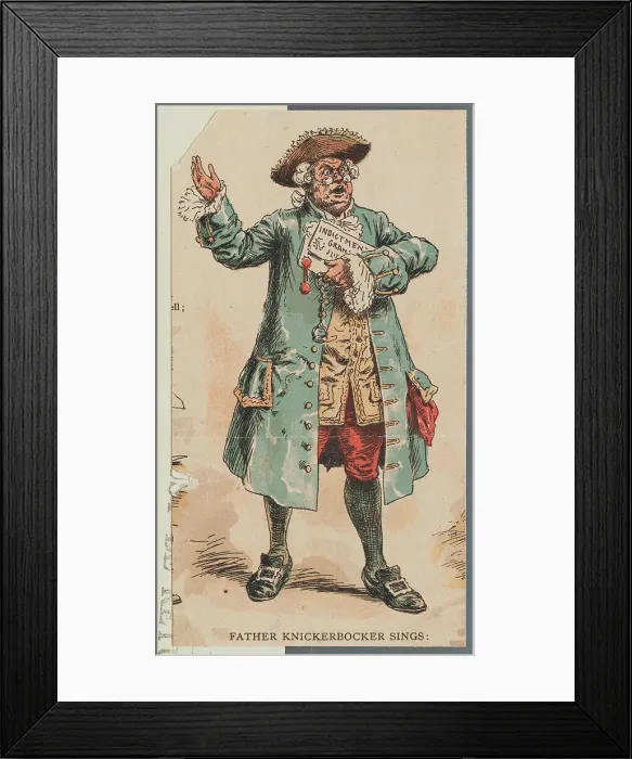 Framed Print : Father Knickerbocker Holding Grand Jury Document Framed Print : Father Knickerbocker Holding Grand Jury Document