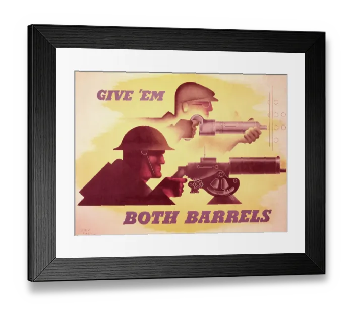 Framed Print : Give Em Both Barrels Poster by Jean Carlu Framed Print : Give Em Both Barrels Poster by Jean Carlu