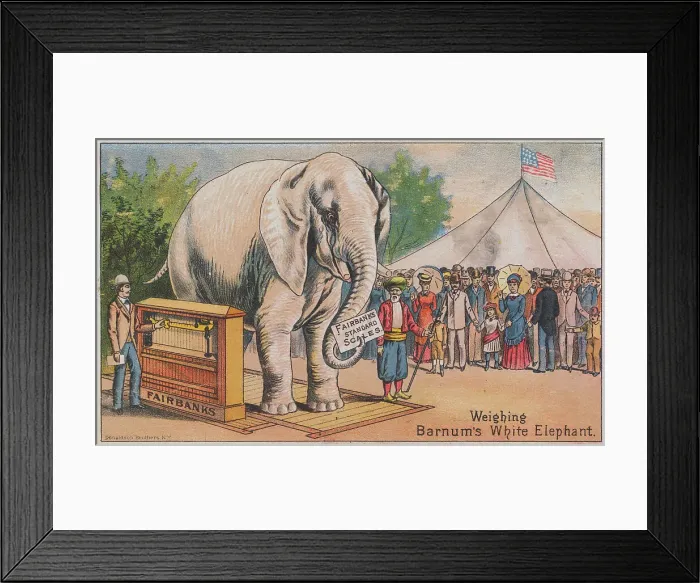 Framed Print : Illustration of Scale Weighing Large Elephant Framed Print : Illustration of Scale Weighing Large Elephant