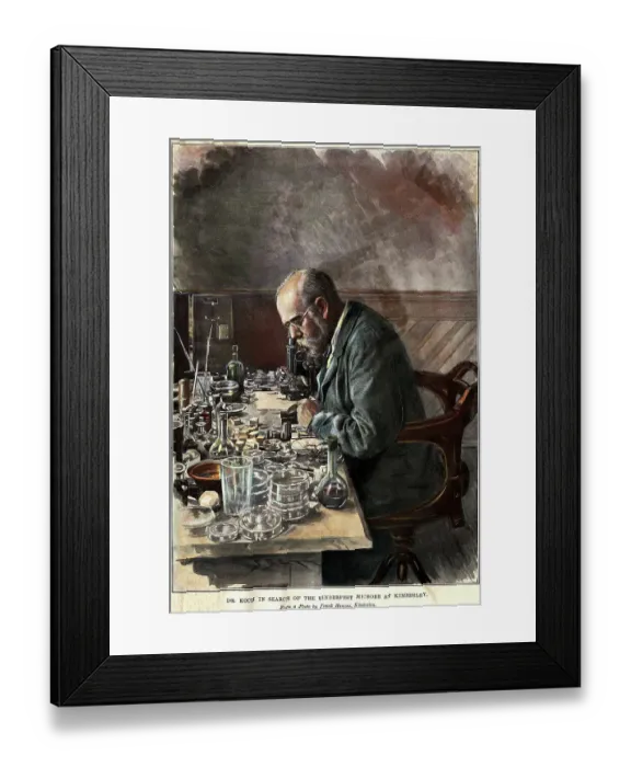 Framed Print : Illustration of Scientist Robert Koch Working in Laboratory Framed Print : Illustration of Scientist Robert Koch Working in Laboratory