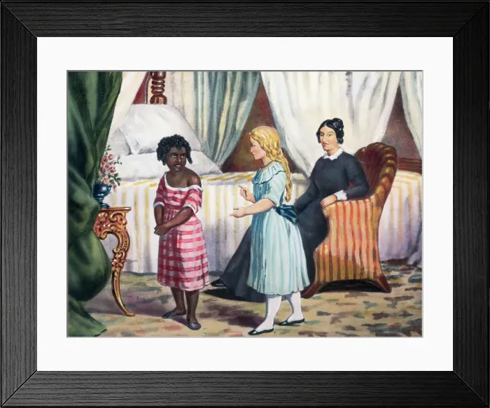 Framed Print : Young African American Slave with Her White Overseers Framed Print : Young African American Slave with Her White Overseers