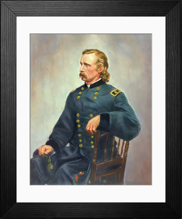 Framed Print : Illustration of General George Custer Reclining in Uniform
