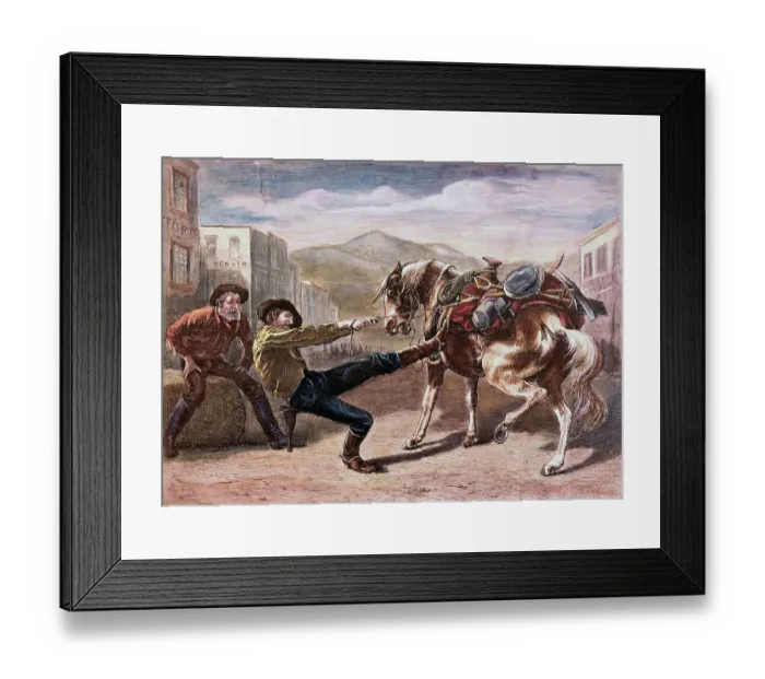 Framed Print : Miner Pulling Horse Framed Print : Miner Pulling Horse