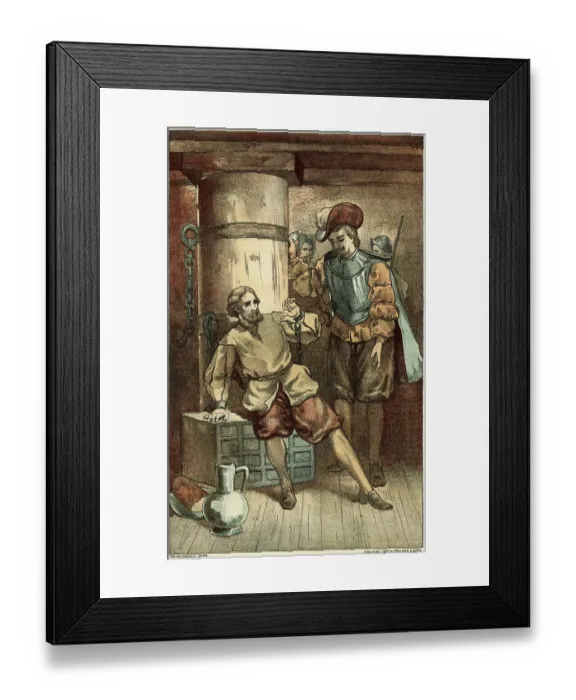 Framed Print : Overseer with Detained Christopher Columbus Framed Print : Overseer with Detained Christopher Columbus