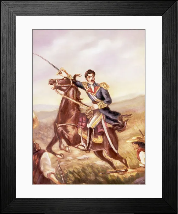 Framed Print : Illustration of Simon Bolivar Leading His Troops