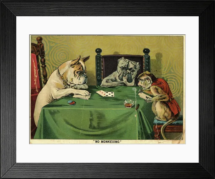 Framed Print : No Monkeying Lithograph Framed Print : No Monkeying Lithograph