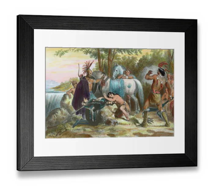 Framed Print : Illustration of the Rescue of John Smith by Pocahontas Framed Print : Illustration of the Rescue of John Smith by Pocahontas