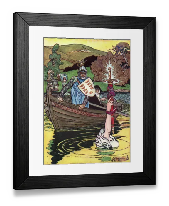 Framed Print : Illustration of King Arthur Receiving Excalibur by Henry Matthew Brock Framed Print : Illustration of King Arthur Receiving Excalibur by Henry Matthew Brock