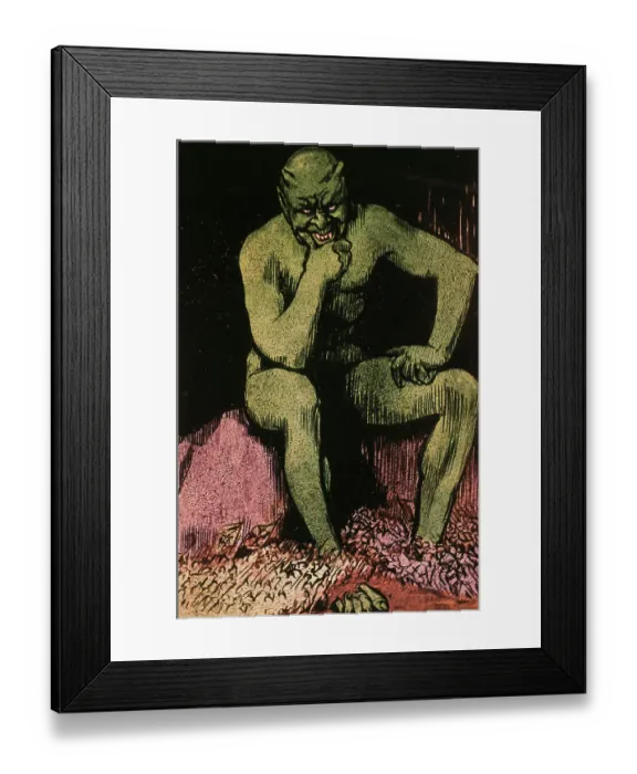 Framed Print : Illustration of a Satanic Character in Pensive Mood Framed Print : Illustration of a Satanic Character in Pensive Mood
