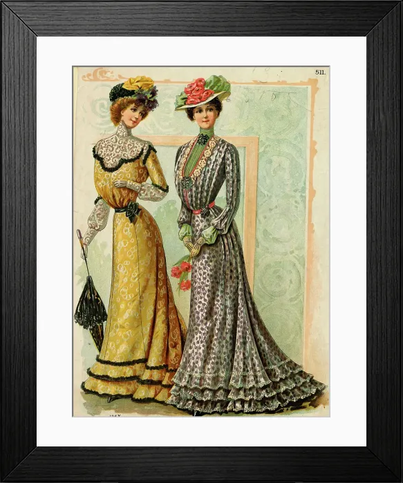 Framed Print : Illustration of Women's Fashions Framed Print : Illustration of Women's Fashions