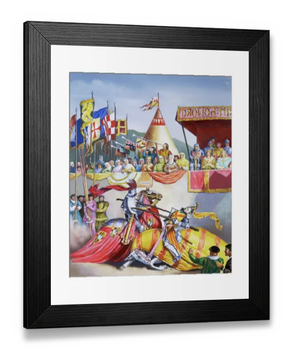 Framed Print : Illustration of Knights Jousting Framed Print : Illustration of Knights Jousting