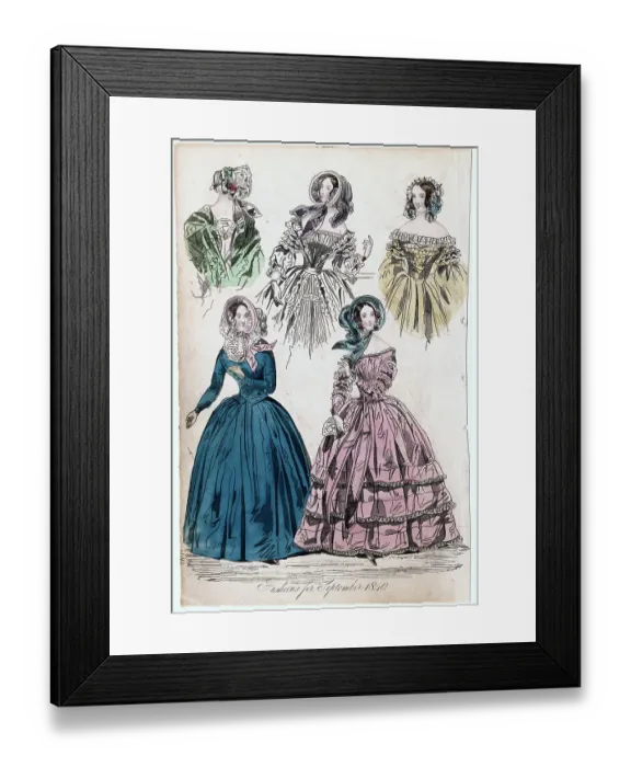 Framed Print : Fashions for September 1840