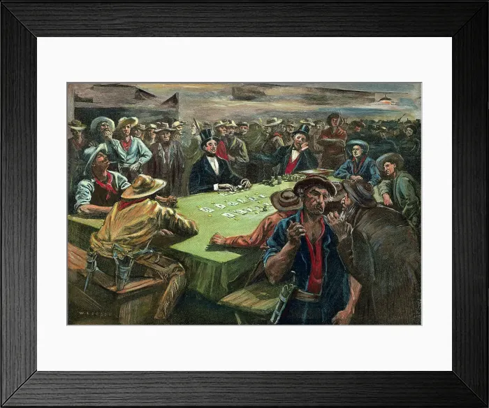 Framed Print : Cowboys Watching Card Game Framed Print : Cowboys Watching Card Game